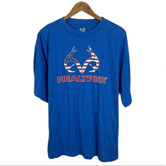 TS564 Mens REALTREE USA American Flag Stars & Stripes Country T Shirt XL - Picture 1 of 4